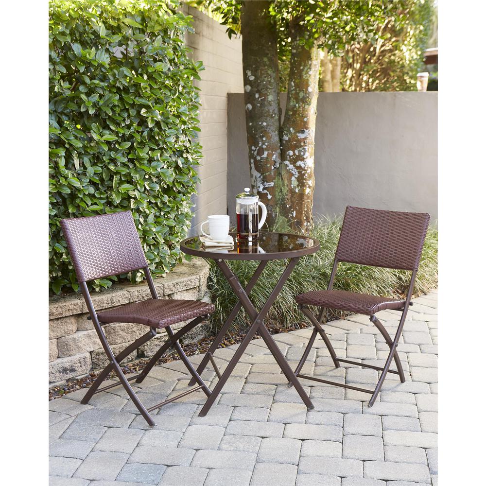 Cosco Delray Transitional 3 Piece Steel Dark Brown Red Woven Cosco Delray Transitional 3 Piece Steel Dark Brown Red Woven Wicker Dining Height Folding