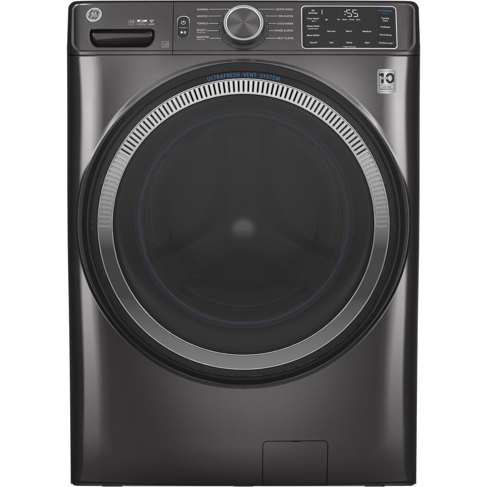GE 4.8 cu. ft. 28 in. Diamond Gray Front Load Washing Machine with