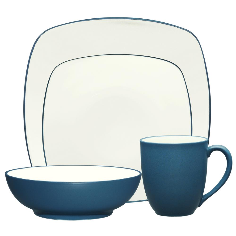 Noritake Colorwave 4-Piece Blue Square Dinnerware Set 8484-04P - The ...