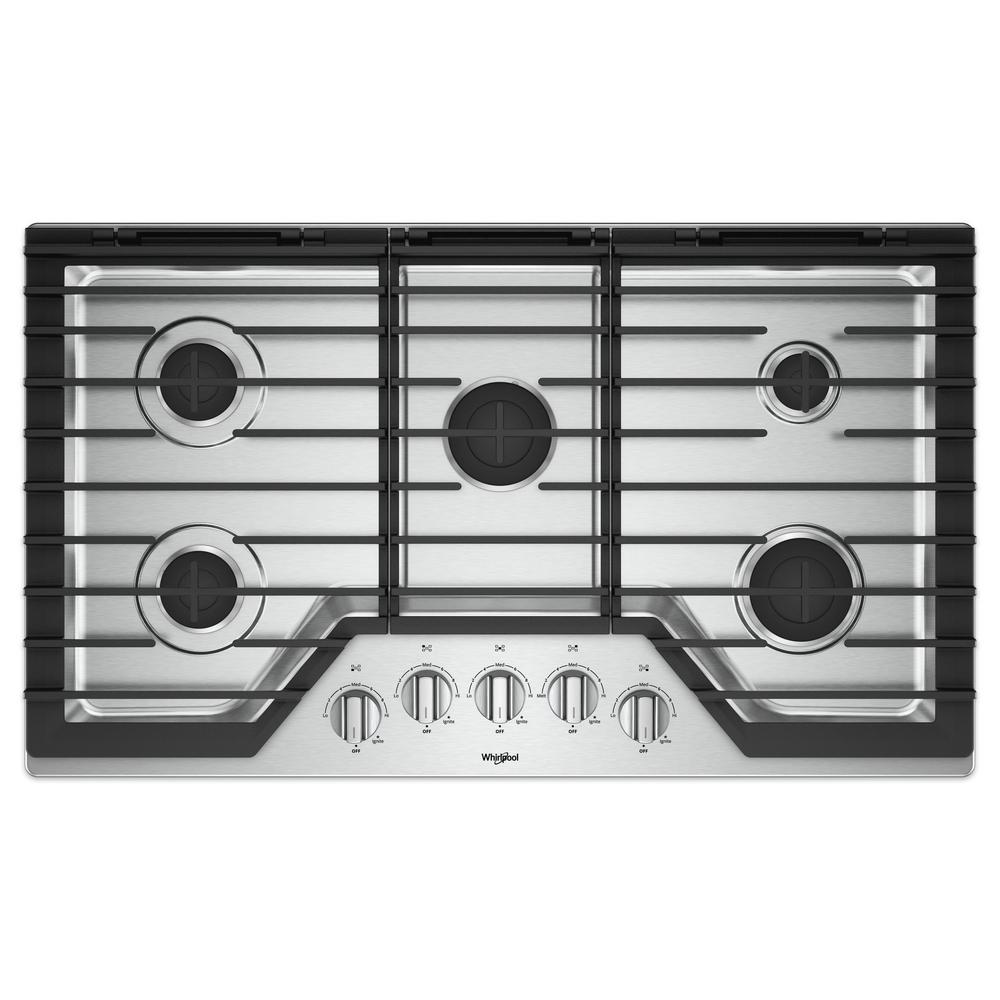 Whirlpool 36 In Gas Cooktop In Stainless Steel With 5 Burners And