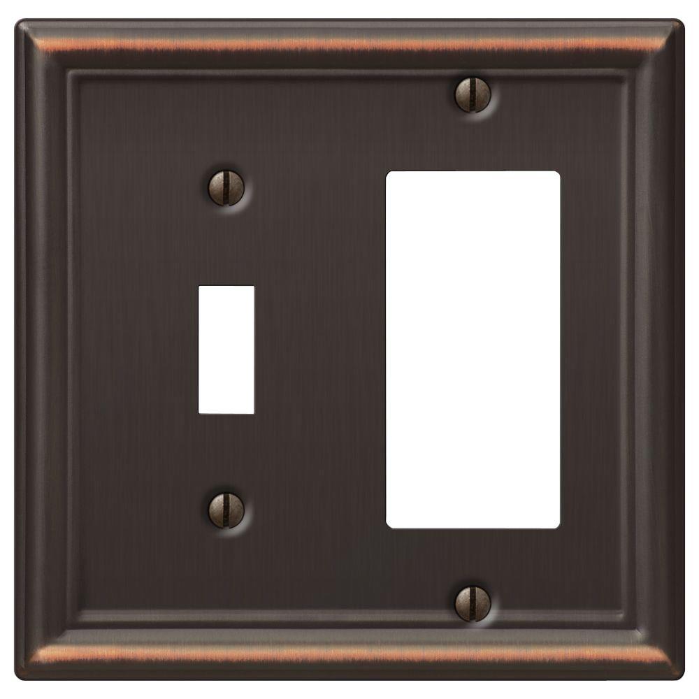 LOT OF 1x 2xAMERELLE SWITCHPLATE WALL PLATE AGED BRONZE FINISH 2 TOGGLE METAL