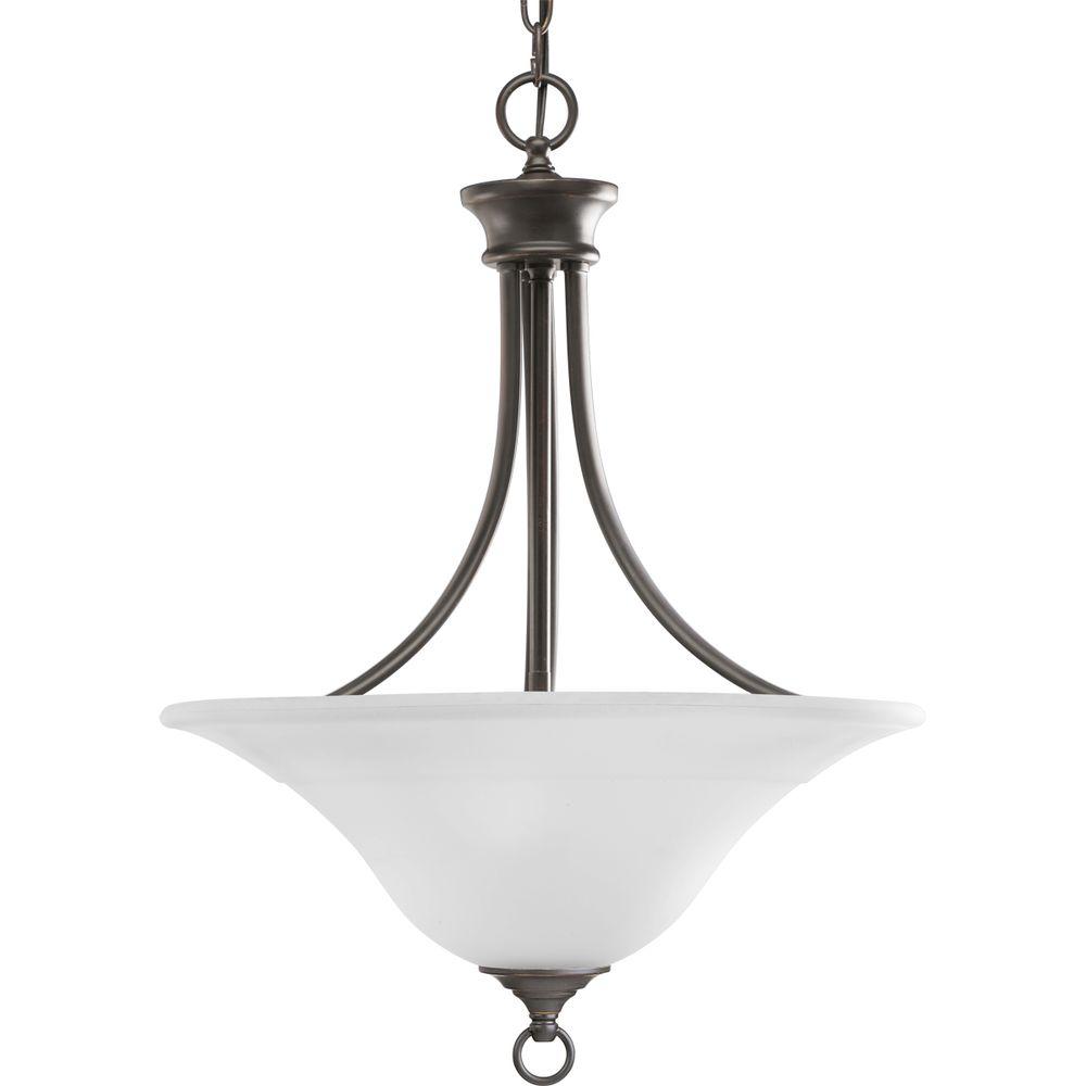 Progress Lighting Trinity 3 Light Antique Bronze Foyer Pendant With Progress Lighting Trinity 3 Light Antique Bronze Foyer Pendant With Etched Gl