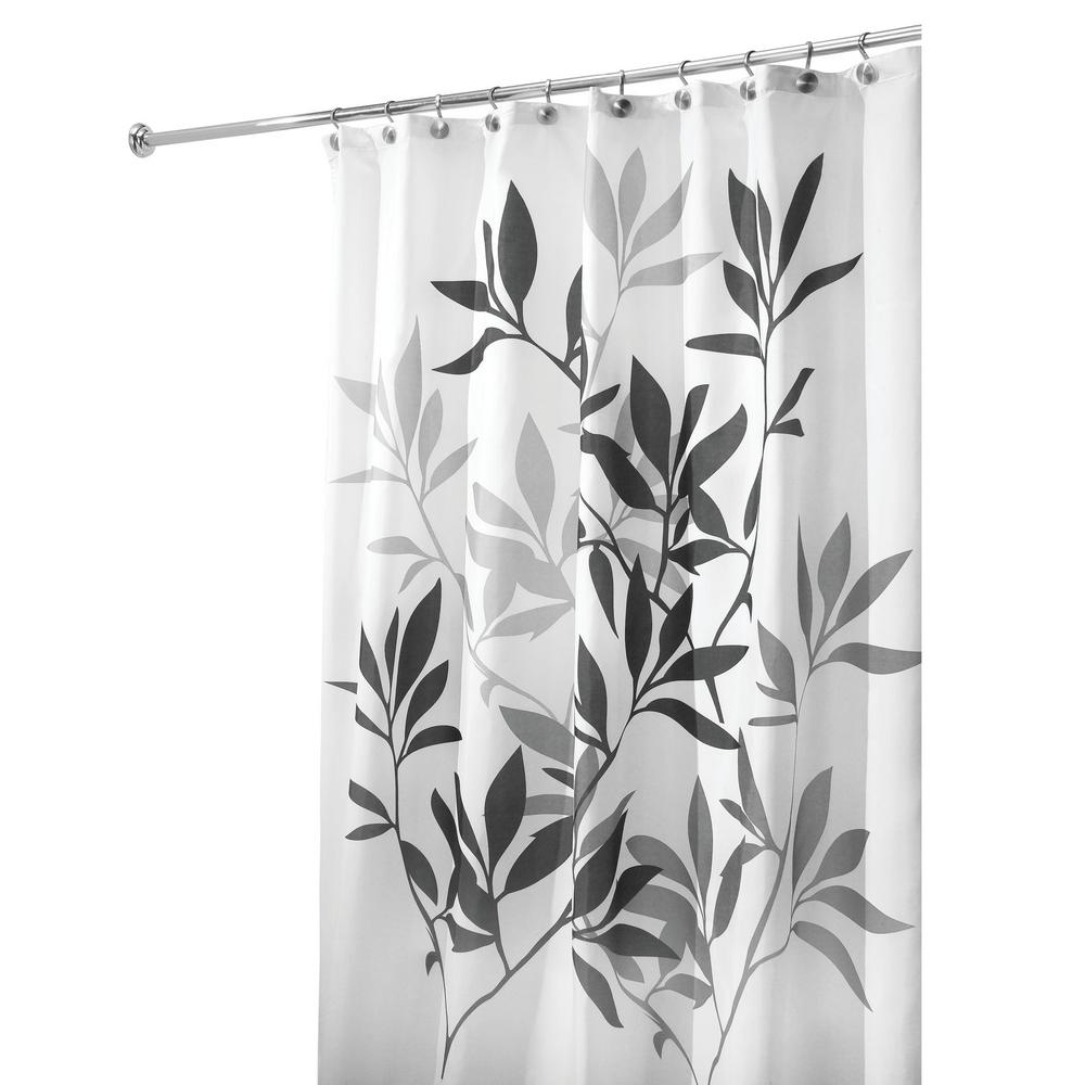 interDesign Leaves Shower Curtain in Black and Gray35620 The Home Depot
