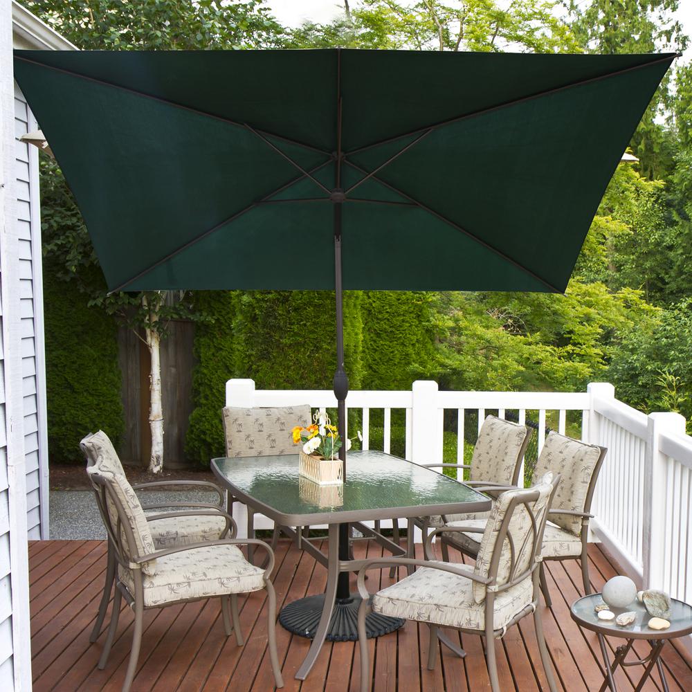 Abba Patio 6 5 Ft X 10 Ft Rectangular Market Push Tilt Patio Umbrella In Dark Green Ap23386ctdg The Home Depot