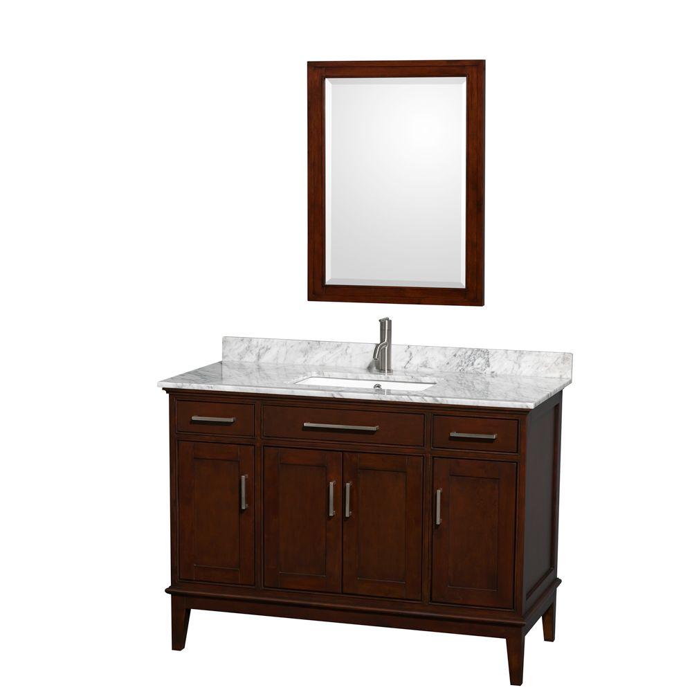 Wyndham Collection Hatton 48 in. Vanity in Light Chestnut with Marble