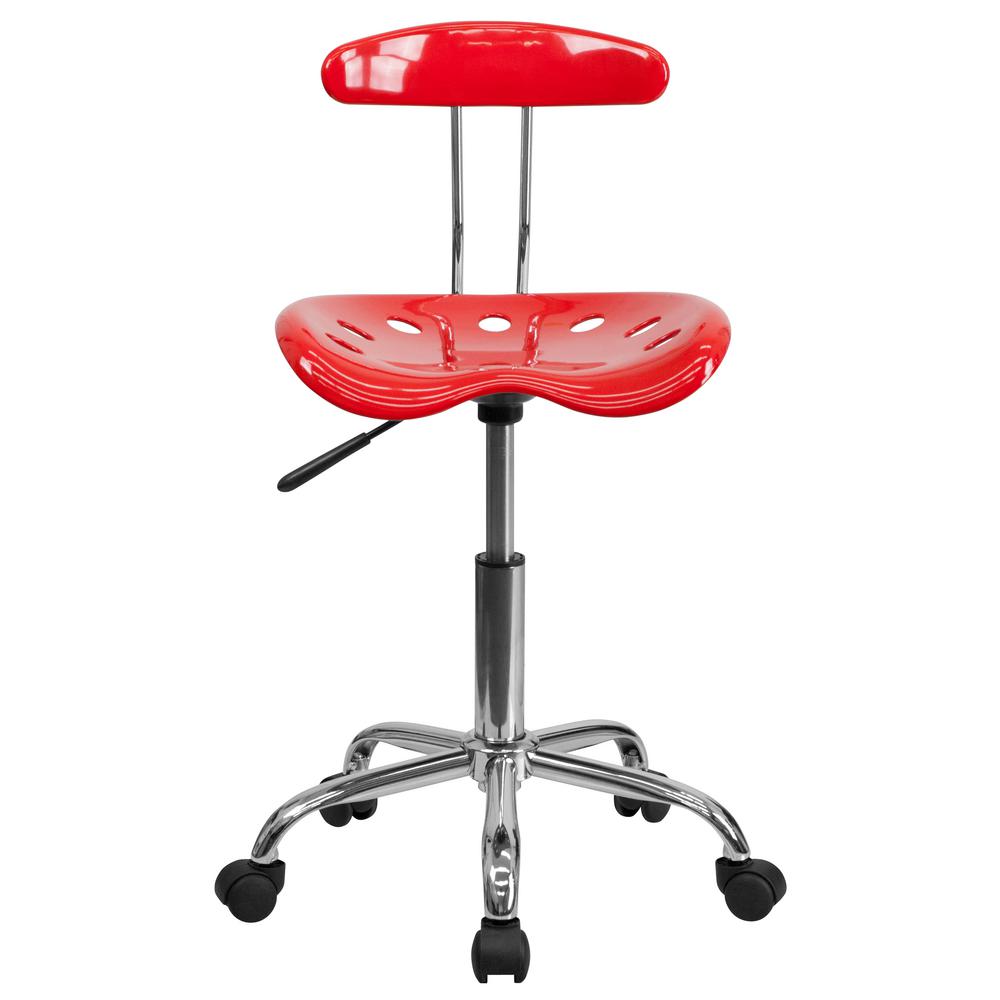 Flash Furniture Vibrant Red And Chrome Task Chair With Tractor