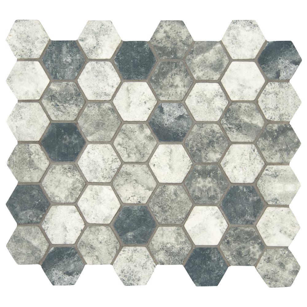 Floor Geometric Pattern Mosaic Tile The Home Depot Urban Tapestry Hexagon 12 In X 6 Mm Gl Mesh