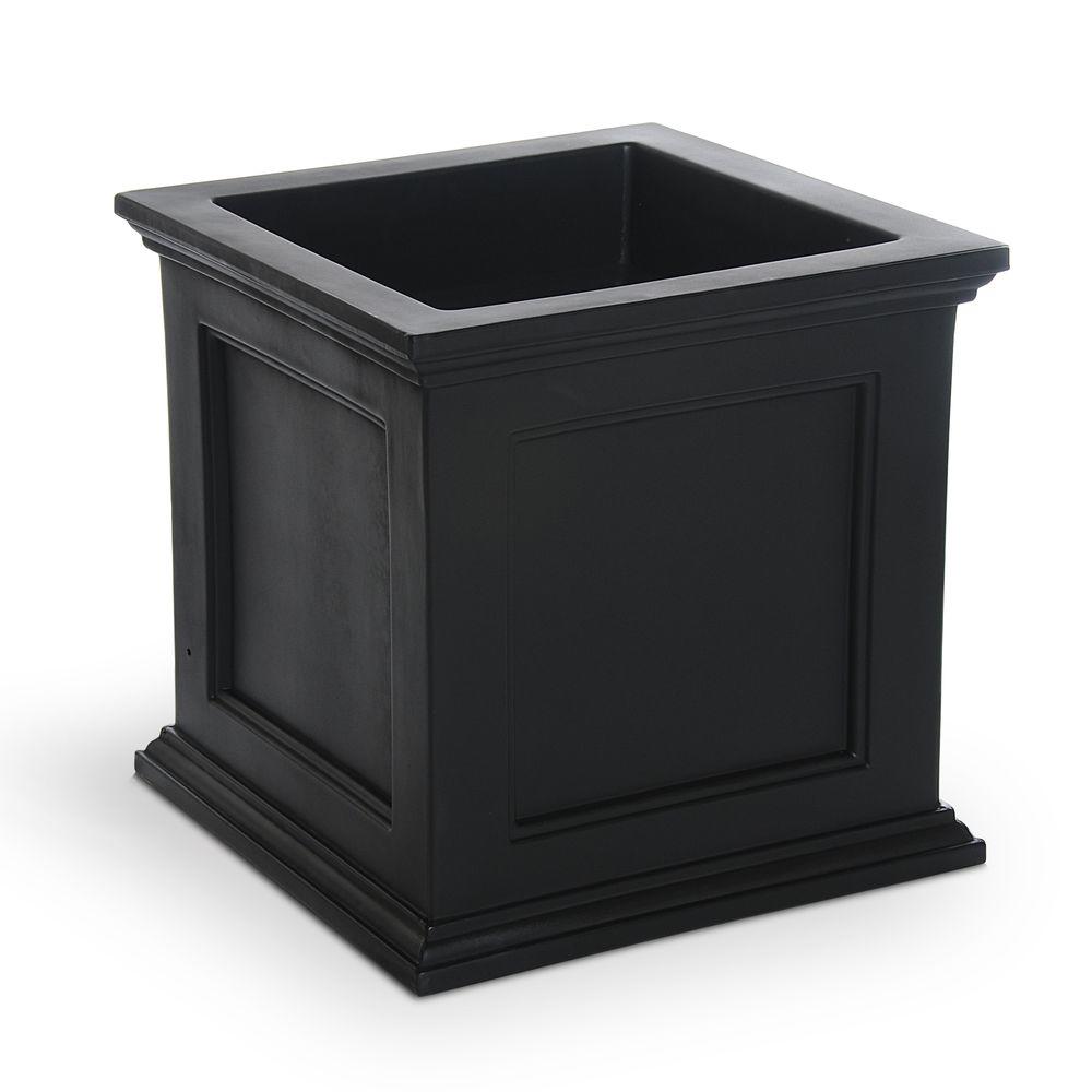 Mayne Fairfield 20 in. Square Black Plastic Planter-5825B ...