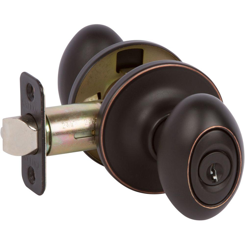 Callan Carlyle Edged Oil Rubbed Bronze Keyed Entry Door Knob