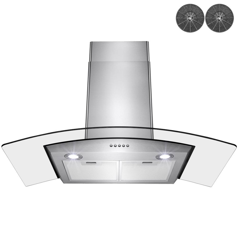 AKDY 36 in. Convertible Wall Mount Range Hood in Stainless Steel with