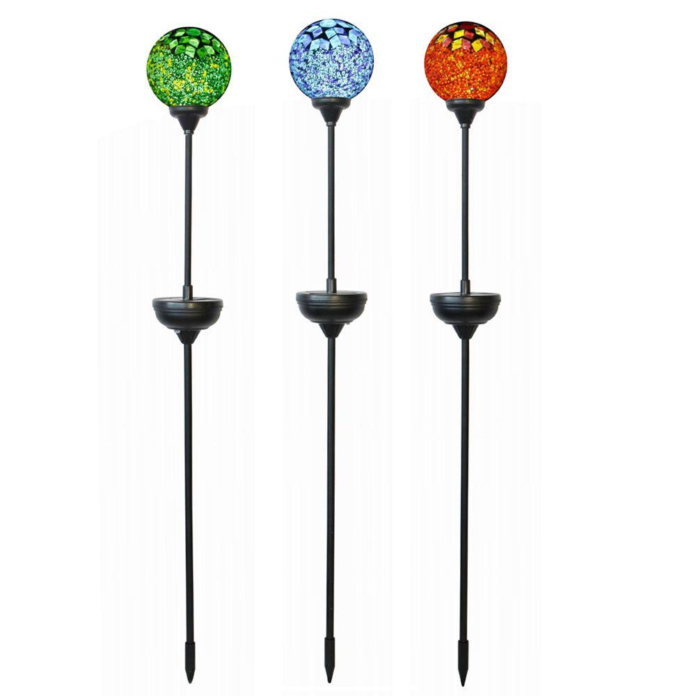 Hampton Bay 32 In Solar Integrated Led Jewelry Multi Colored Mosaic Solar Integrated Led Jewelry Multi Colored Mosaic Patterned Globe Pathway
