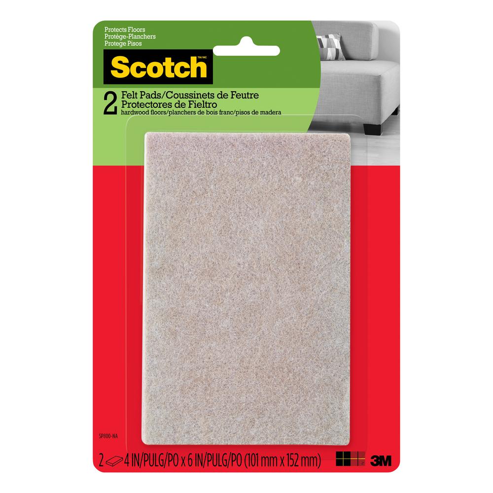 3m Scotch 4 In X 6 In Beige Rectangle Surface Protection Felt