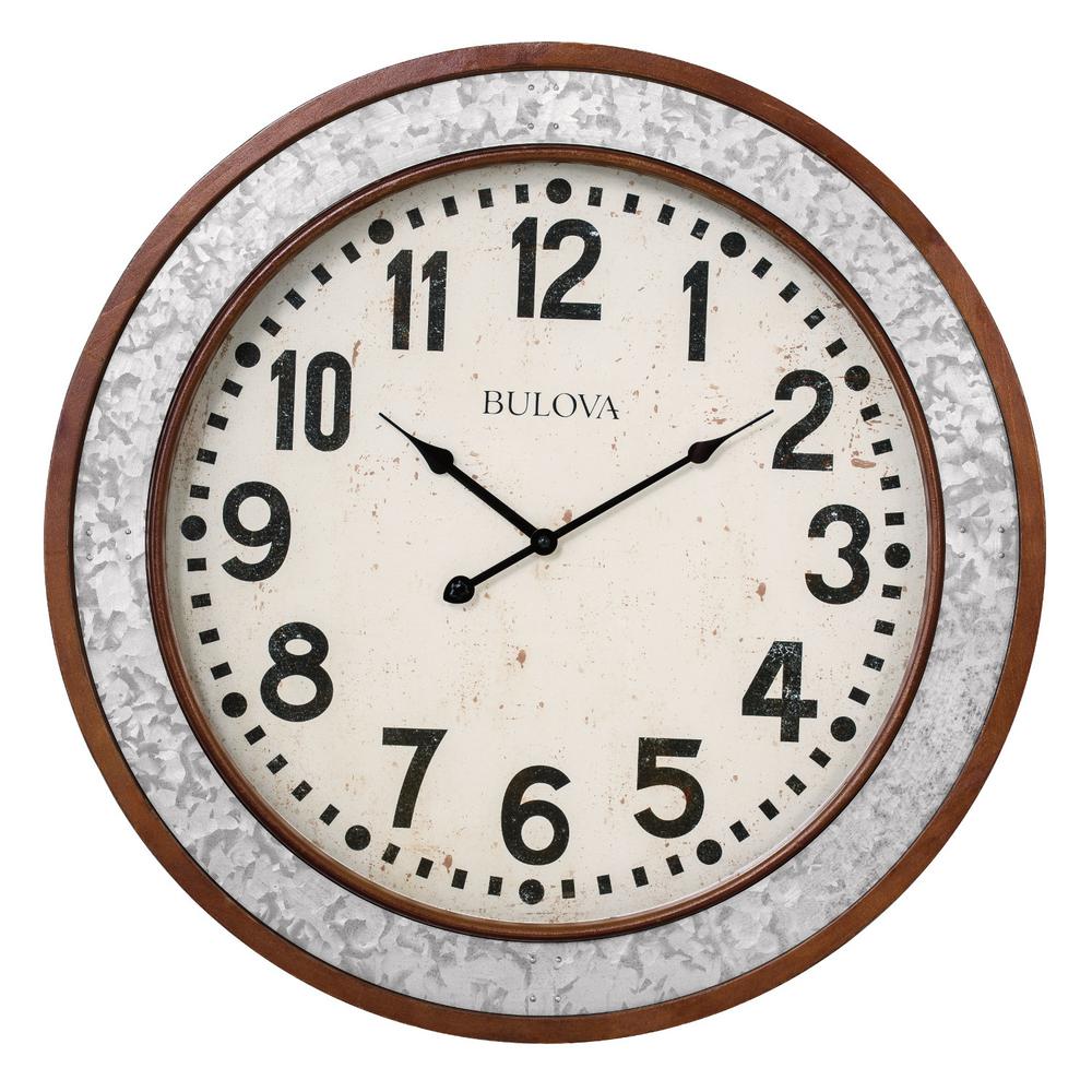 Bulova Cherry Wood Round 24 In. Wall Clock-C4121 - The Home Depot