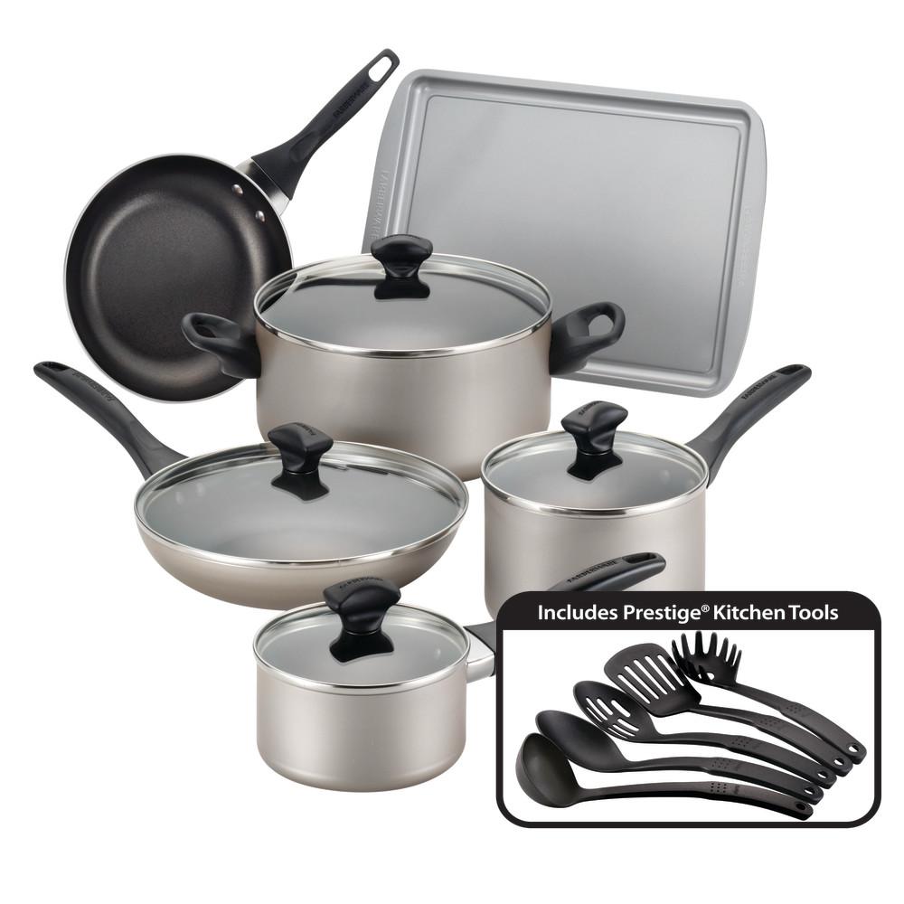 Farberware 15-Piece Champagne Cookware Set with Lids 21805 - The Home Depot