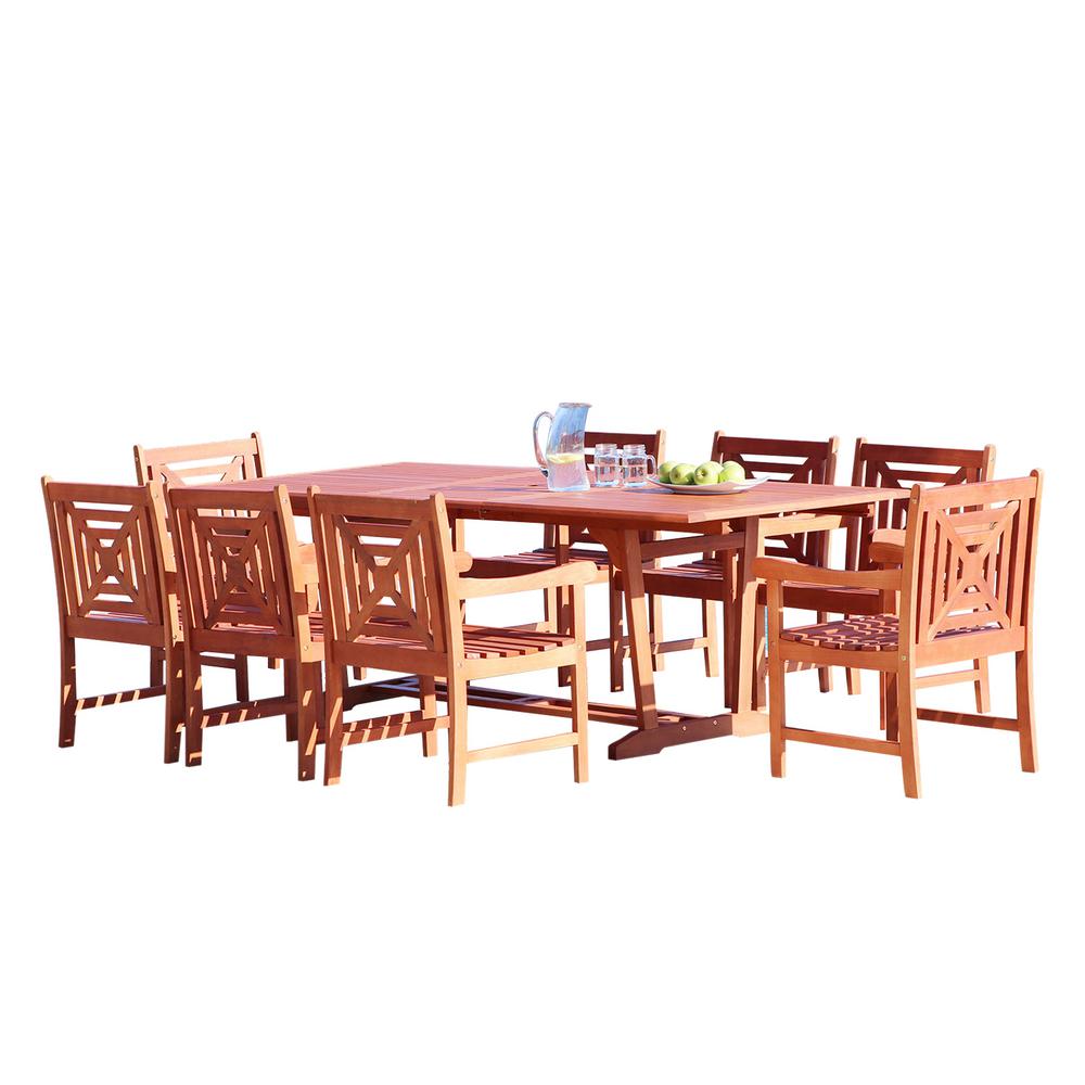 Vifah Malibu 9Piece Wood Rectangle Outdoor Dining SetV232SET40 The Home Depot