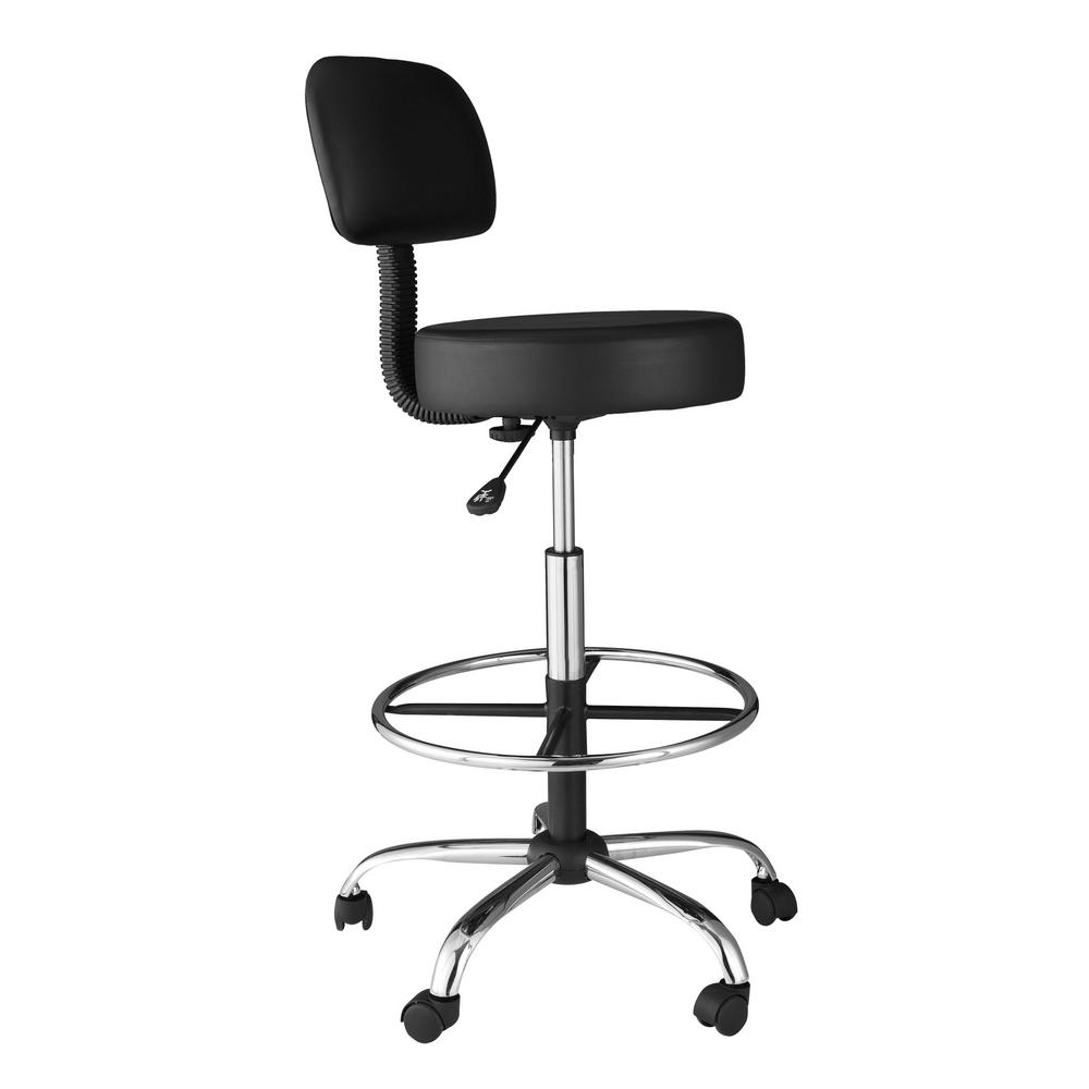 Onee Black Medical And Drafting Stool With Back Cushion 60 1018 Onee Black Medical And Drafting Stool With Back Cushion