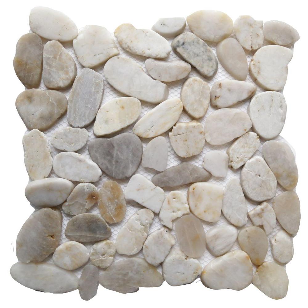 Pebble Stone Tile >> Islander White Shell 12 in. x 12 in. Sliced Natural Pebble Pebble Stone Tile >> Islander White Shell 12 in. x 12 in. Sliced Natural Pebble