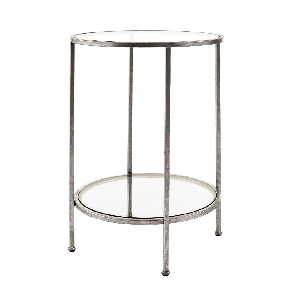 Round Gl Silver End Tables Accent The Home Depot Bella Gl Aged Silver End Table