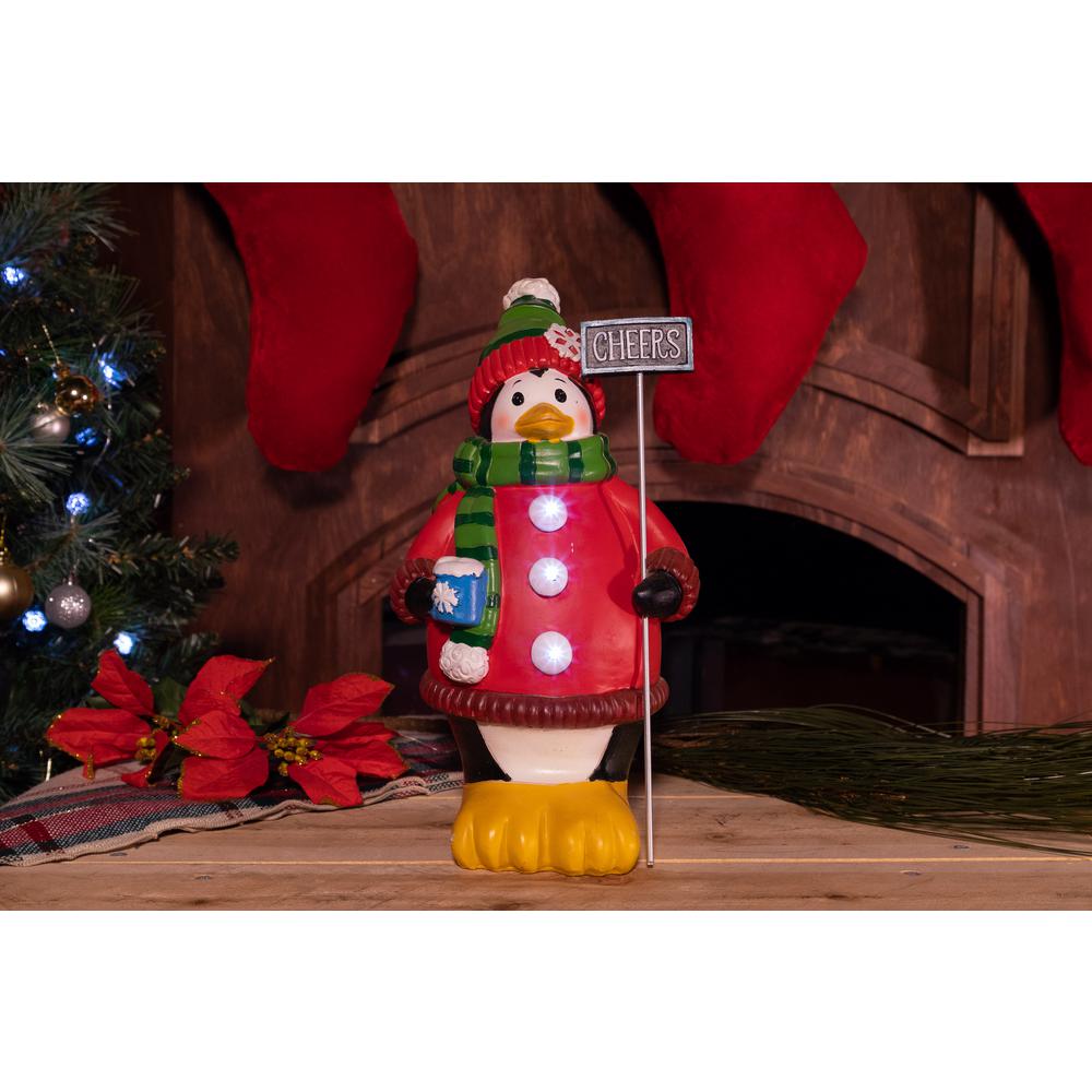 Alpine Penguin With Light Up Cheers Sign Tm Zen474s The Home Alpine Penguin With Light Up Cheers Sign Tm