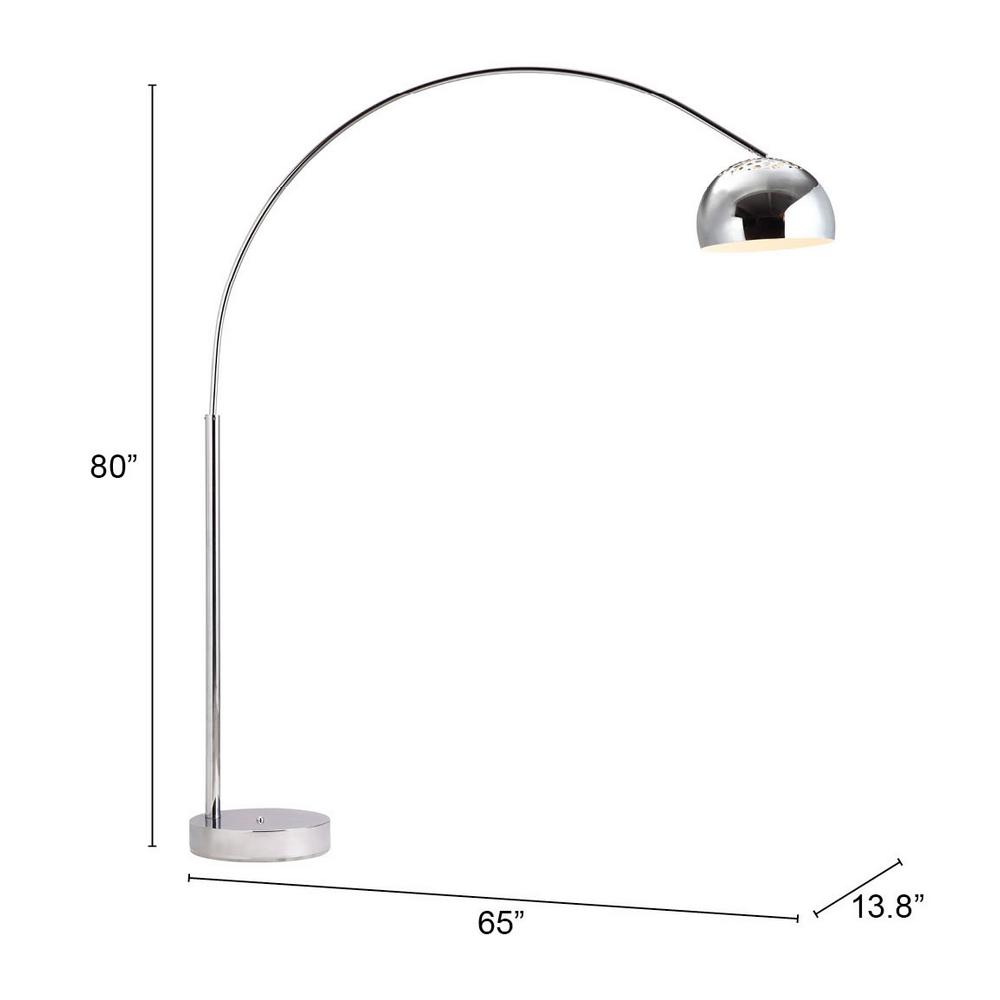 Zuo Galactic 80 1 In Chrome Floor Lamp 50019 The Home Depot