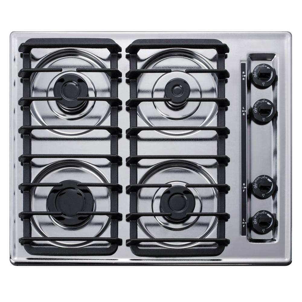 Summit Appliance 24 In Gas Cooktop In Chrome With 4 Burners