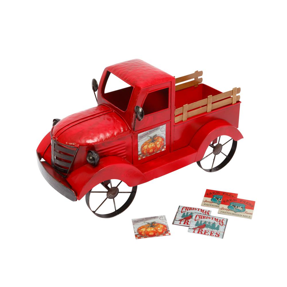 large red metal truck