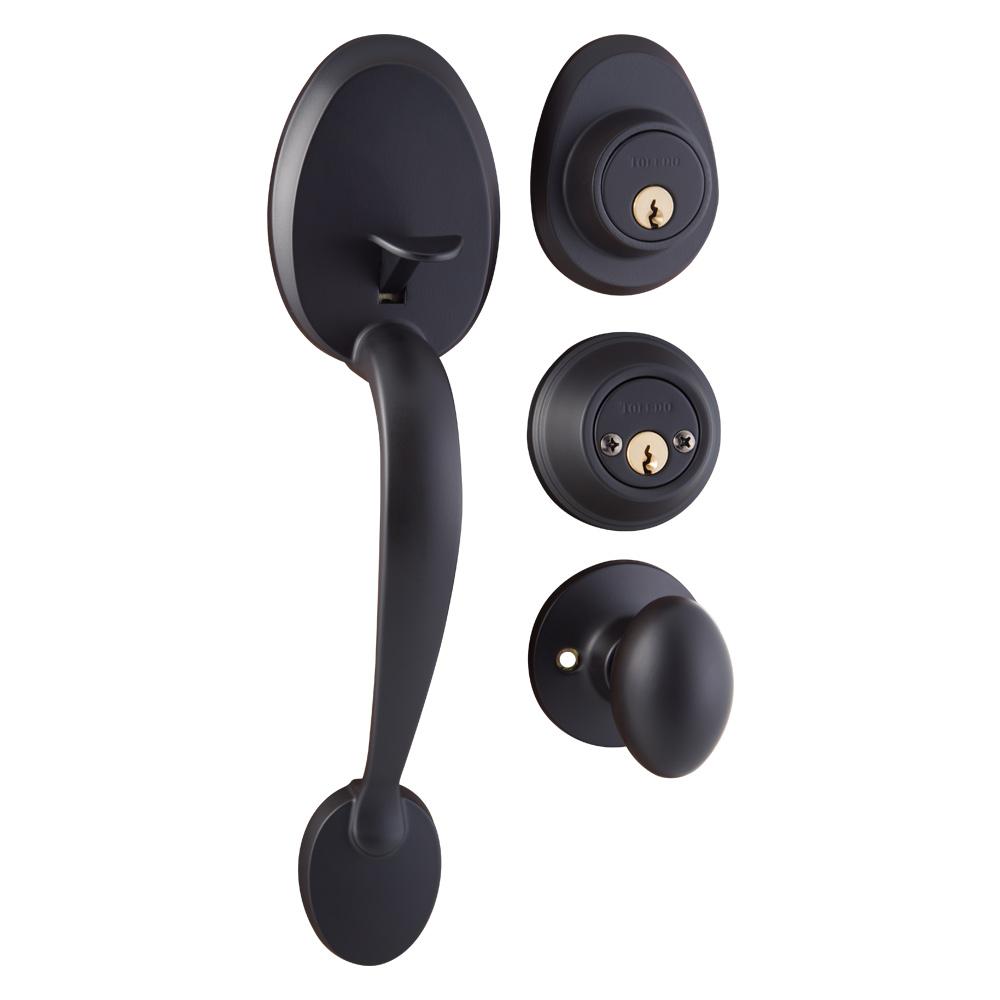 Toledo Fine Locks Oviedo Double Cylinder Iron Black Door Handleset