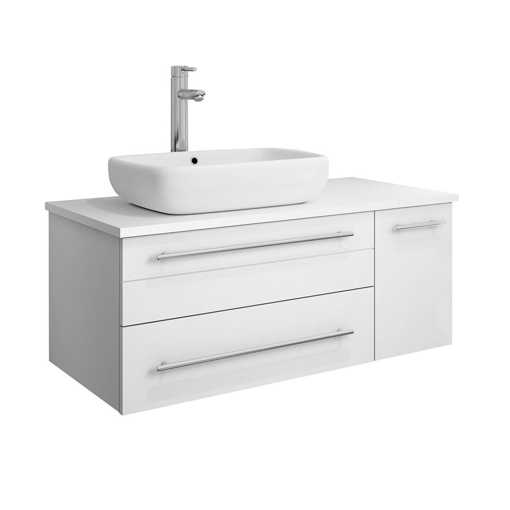 Fresca Lucera 36 in. W Wall Hung Bath Vanity in White with Quartz Stone