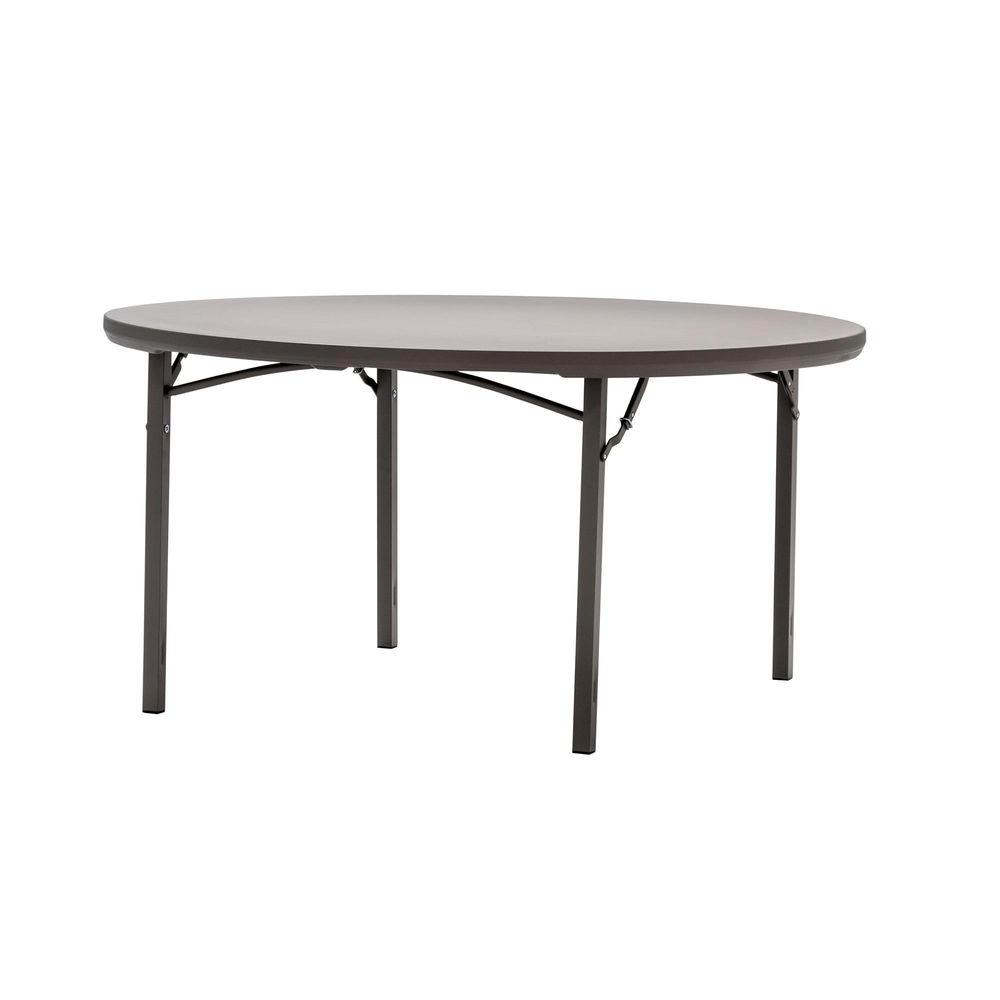 Cosco 60 In Brown Plastic Round Folding Utility Table