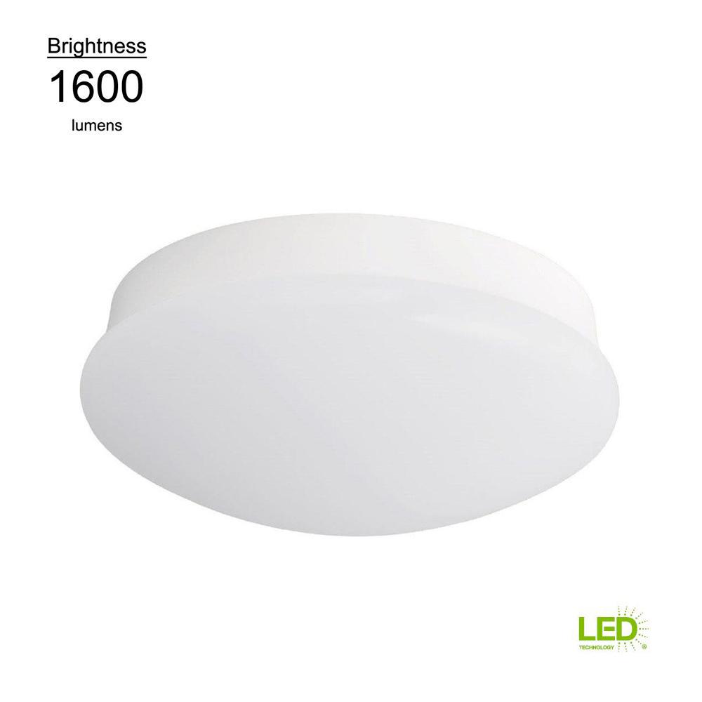 Commercial Electric Lightbulb Replacement 11 In Round White 100 Commercial Electric Lightbulb Replacement 11 In Round White 100 Watt Equivalent Integrated Led Flushmount