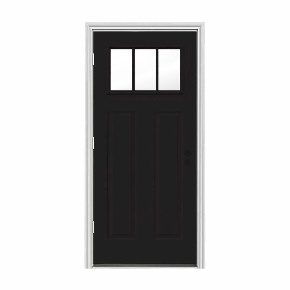 Jeld Wen 34 In X 80 In 3 Lite Craftsman Black W White Interior