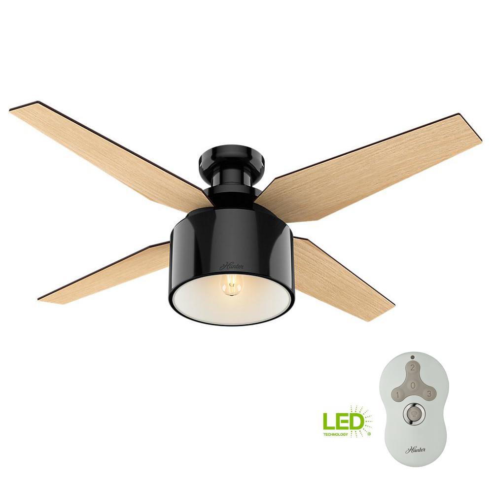 Hunter Cranbrook 52 In Led Low Profile Indoor Gloss Black Ceiling Led Low Profile Indoor Gloss Black Ceiling Fan