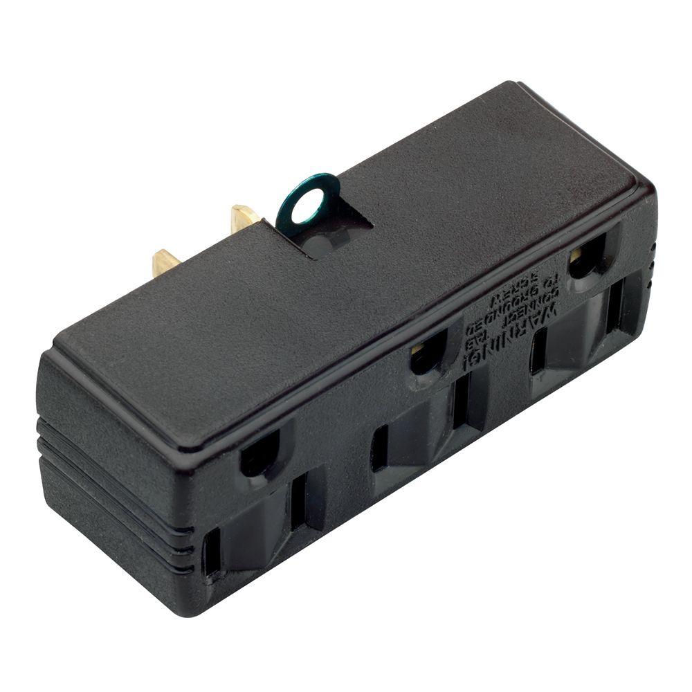 15 Amp 125-Volt Triple Tap Adapter - Brown
