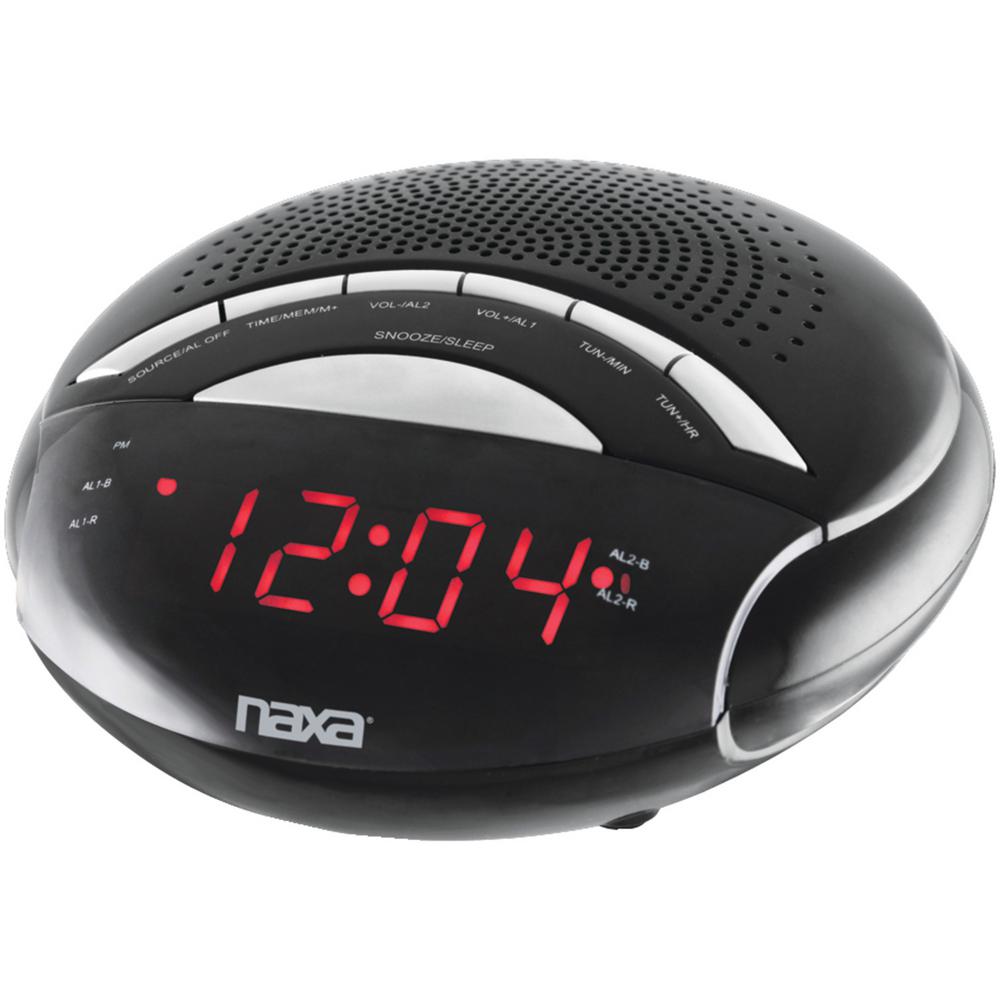 Naxa PLL Digital Alarm Clock with AM/FM Radio, Snooze 