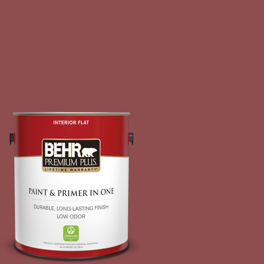 Behr Premium Plus 1 Gal. #ppu1-08 Pompeian Red Flat Low Odor Interior Paint And Primer In One