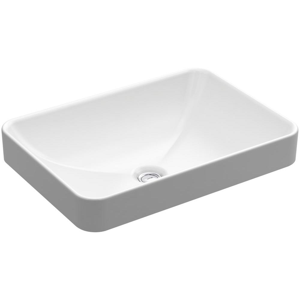 Kohler Vox Rectangle Vitreous China Vessel Sink In White With Overflow Drain