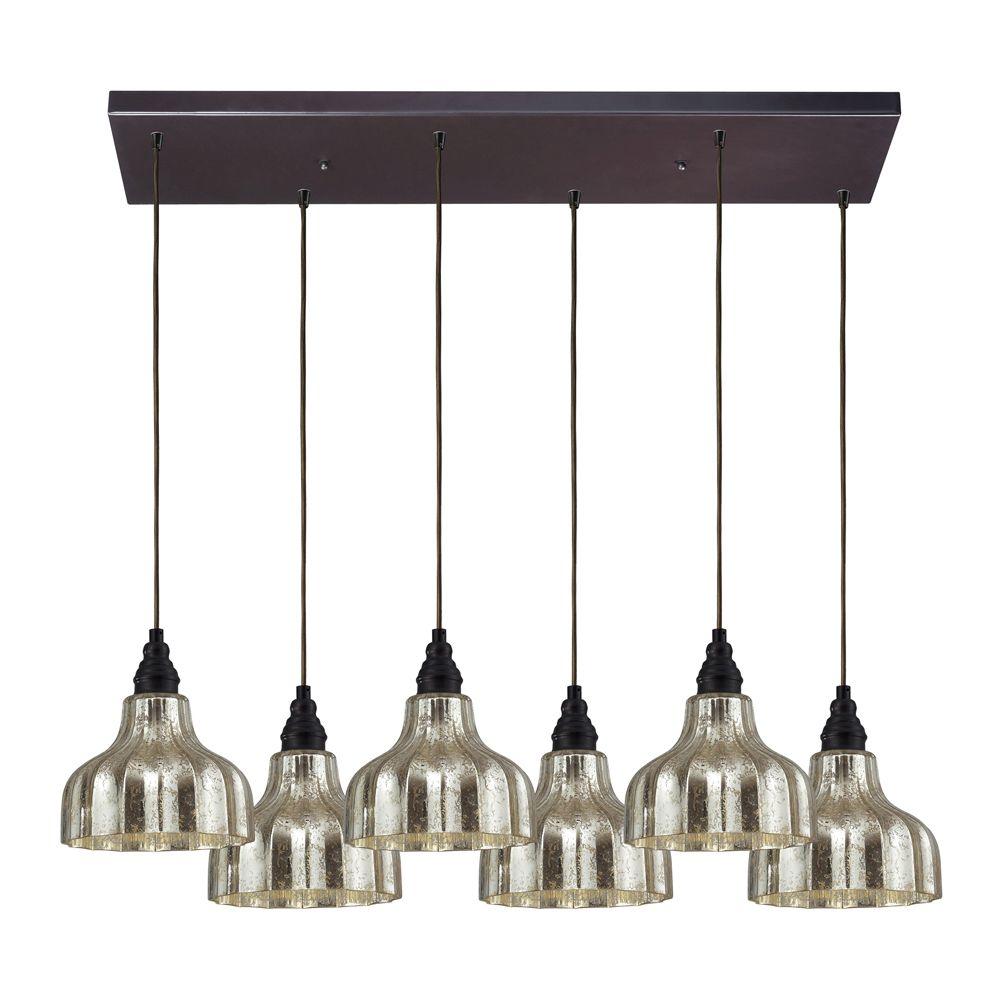 Titan Lighting Menlow Park 6 Light Oiled Bronze Ceiling Mount Pendant Tn 7849 The Home Depot