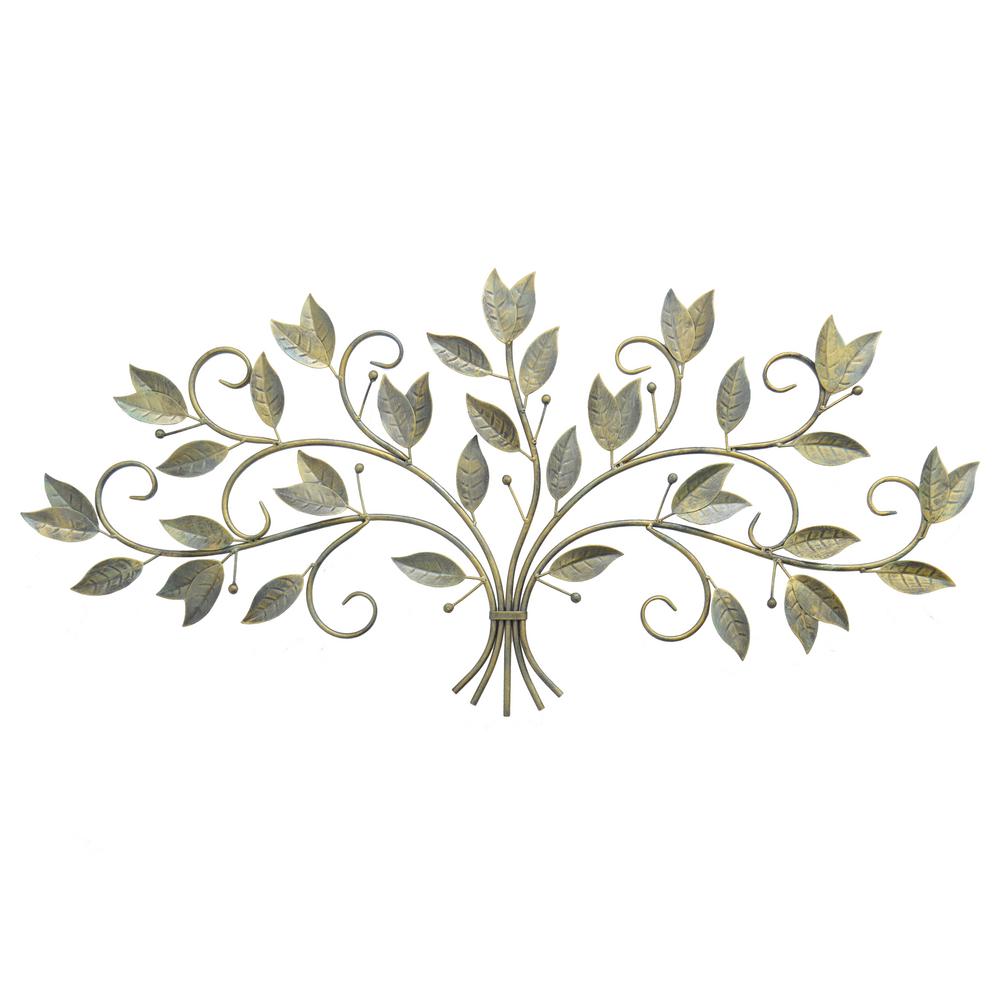Metal Antique Brass Finished Leaf Wall Art