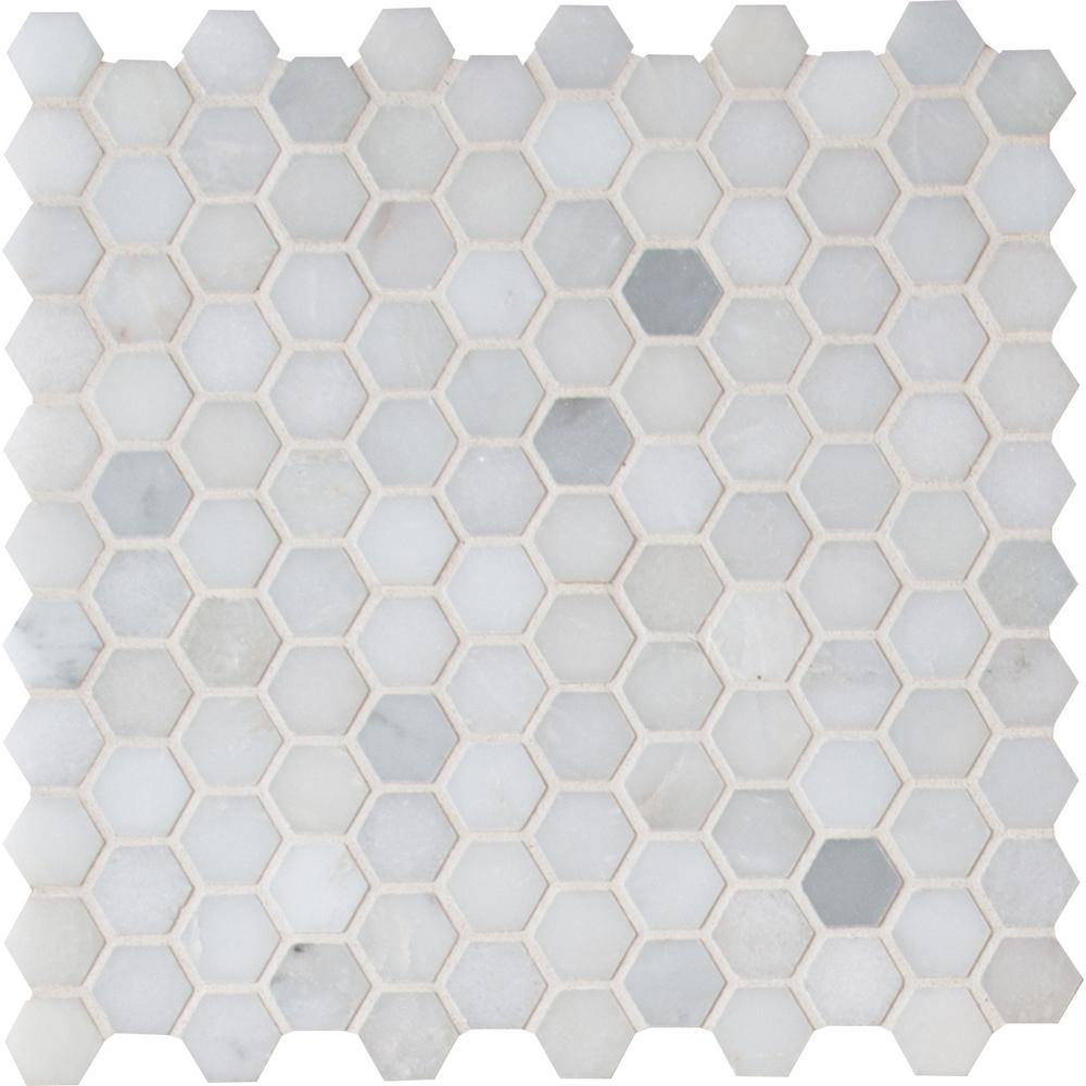 Gray Marble Tile Flooring msi greecian white mini hexagon 11 61 in x 11 81 in x 10 mm polished marble mesh mounted mosaic tile gre 1hexp the home depot