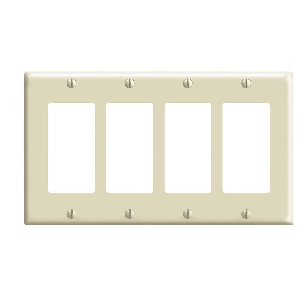 Leviton 4Gang Decora Switch Wall Plate, Ivory80412I The Home Depot