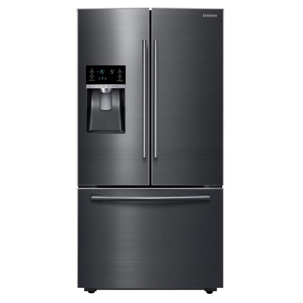 Samsung 28.07 cu. ft. French Door Refrigerator in Black Stainless Steel Black Stainless Steel Samsung Fridge