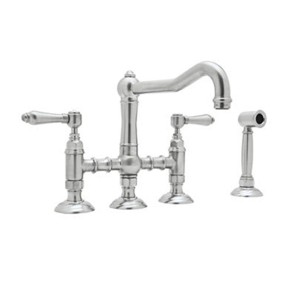 Rohl Country 2-Handle Bridge Kitchen Faucet with Side ...