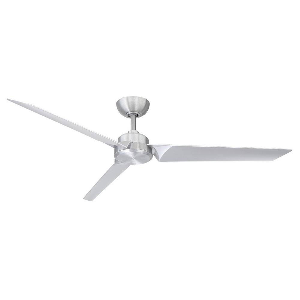 Roboto 62 In Indoor Outdoor Brushed Aluminum 3 Blade Smart Ceiling Fan With Wall Control