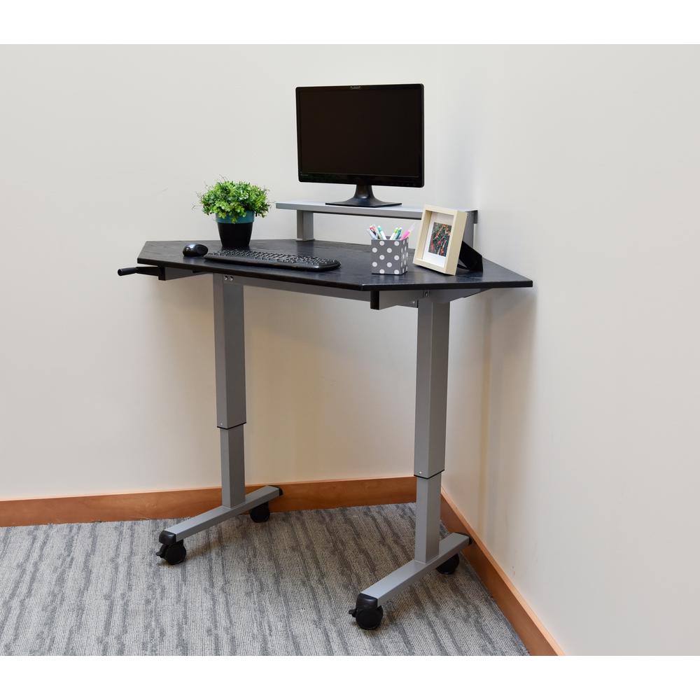 Luxor Silver and Black Oak Desk with WheelsSTANDUPCCF60B The Home