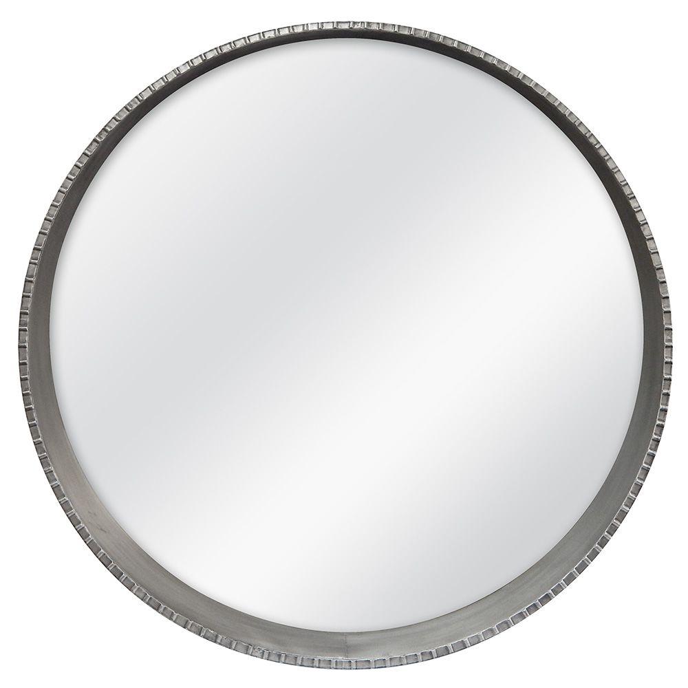 Summit 30 In H X W Round Framed Mirror With Built Ledge Pewter