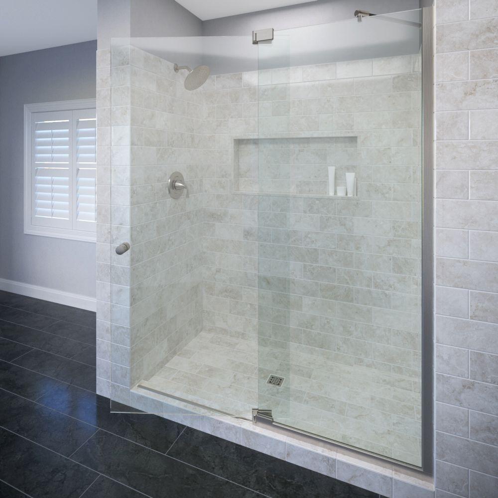 Basco Cantour 54 in. x 76 in. Semi-Frameless Pivot Shower Door in ...