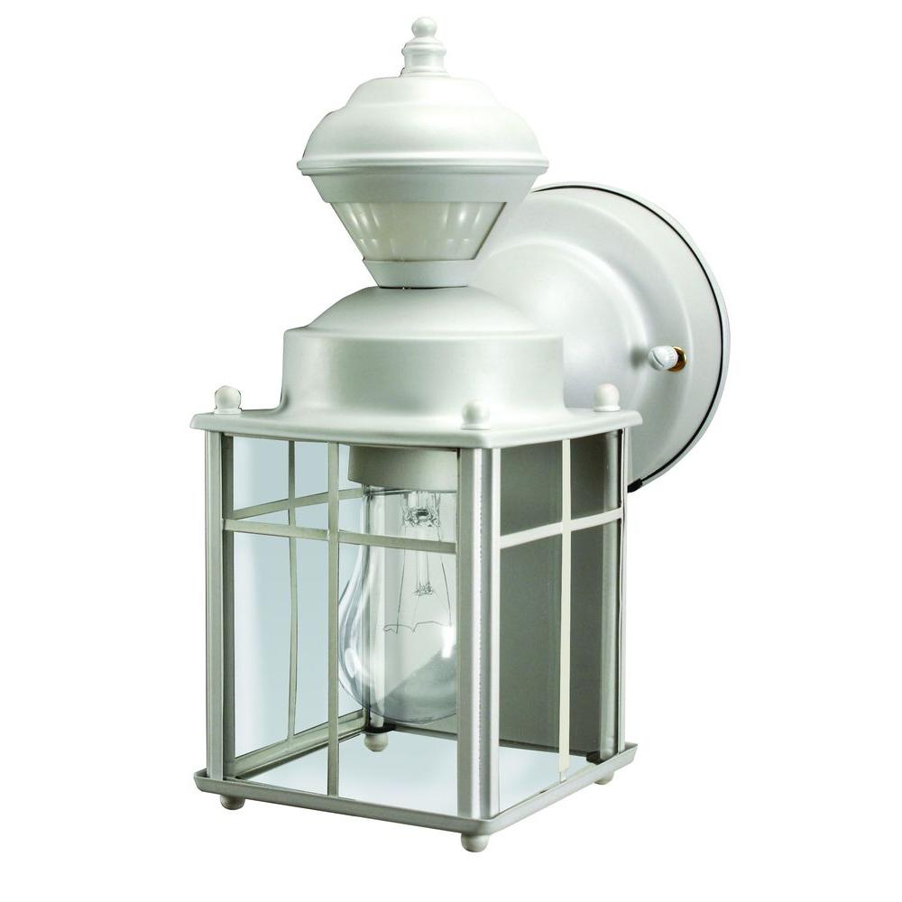 Heath Zenith Bayside Mission 150° Matte White Motion Sensing Outdoor Wall Lantern Sconce Hz 4132 3509