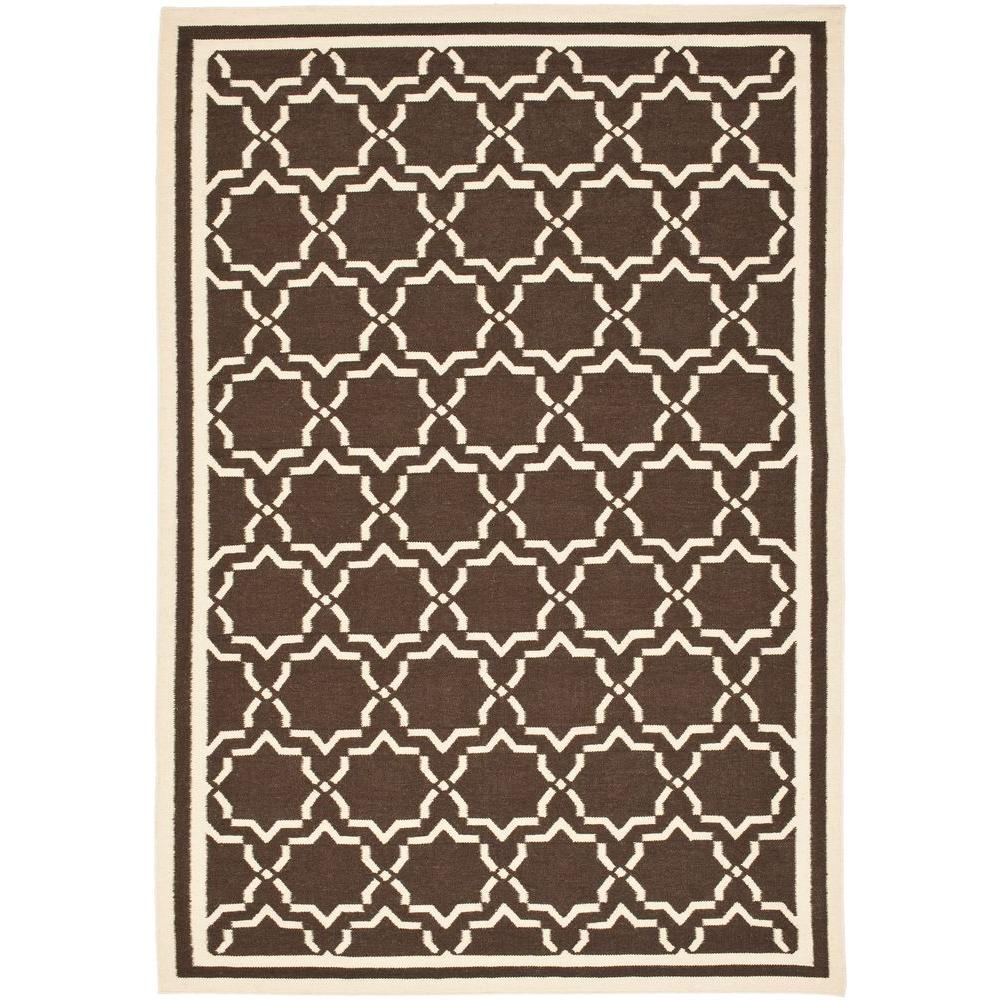 Safavieh Dhurries Chocolate/Ivory 9 ft. x 12 ft. Area Rug