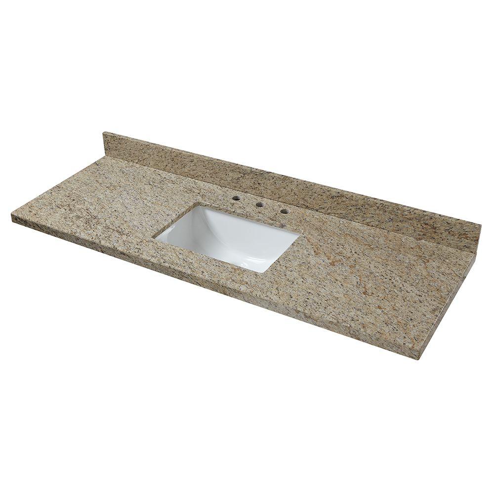 Home Decorators Collection 61 In W Granite Single Sink Vanity Top In Giallo Ornamental