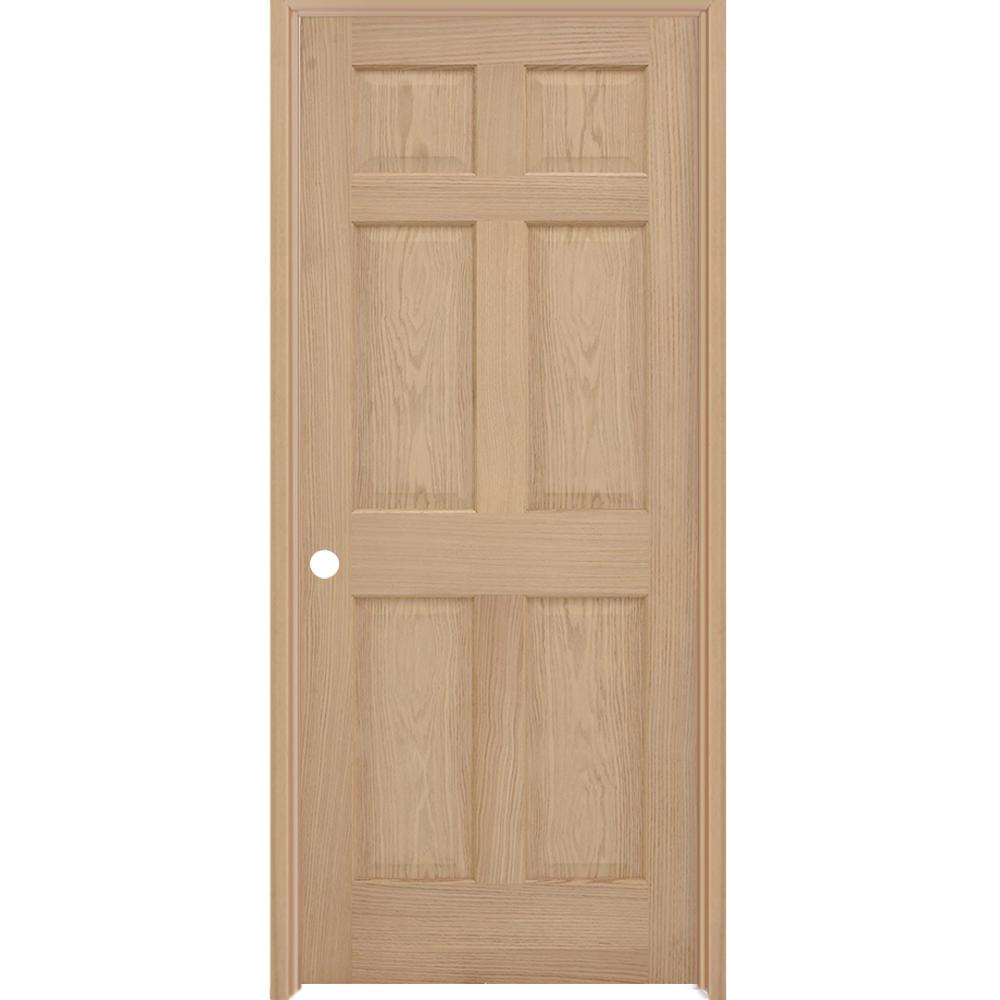 Steves & Sons 32 in. x 80 in. 6-Panel Right-Hand Unfinished Red Oak